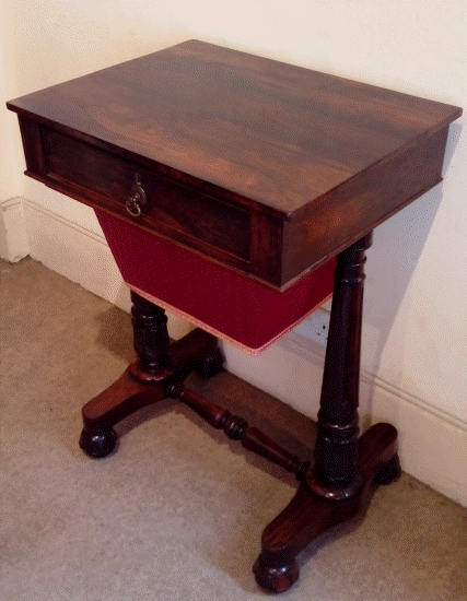 William IV Rosewood Sewing Table c1835